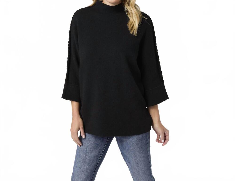 NEW COCO + CARMEN heavenly luxe stitch detail funnel neck sweater in black